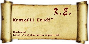 Kratofil Ernő névjegykártya